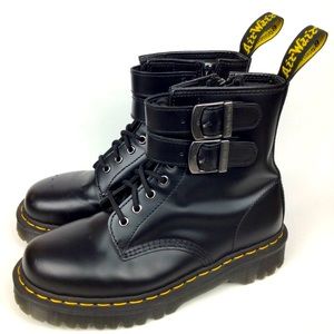 Dr. Martens 1460 ALT Black Smooth Leather Lace Up/Zip Ankle Boots Men 8 Women 9